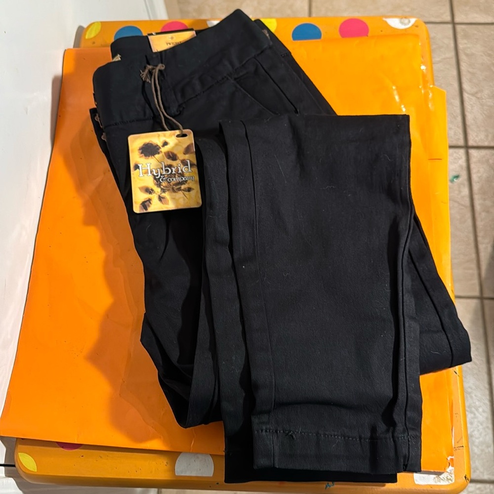 Black stretch denim pants